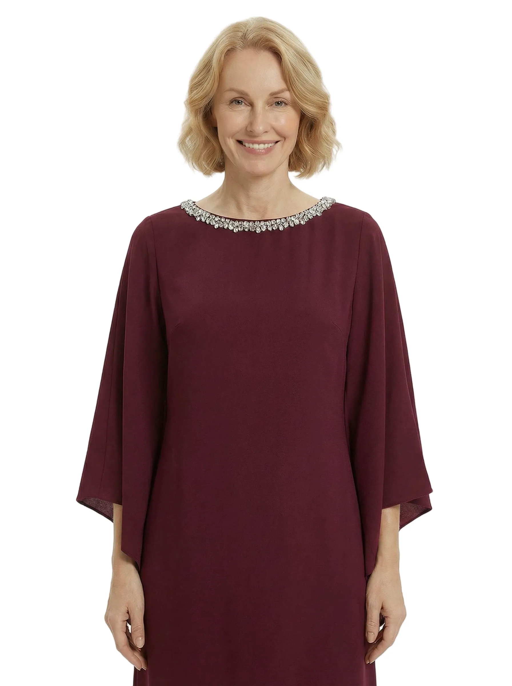 Chicsew Modest Beaded Neckline Long Sleeves Chiffon A-Line Mother Of The Bride Gown sold by ChicSew product image thumbnail 2