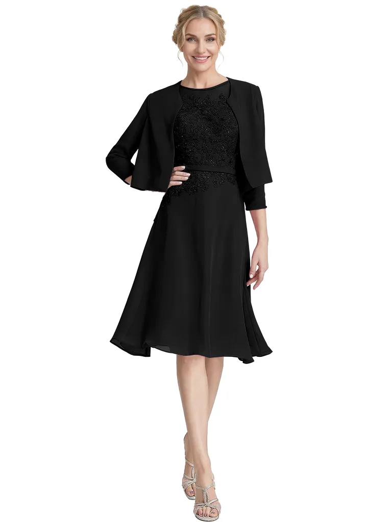 Chicsew Chic Short Lace Knee-Length A-Line Chiffon Mother Of The Groom Dress With Cute Jacket sold by ChicSew product image thumbnail 4