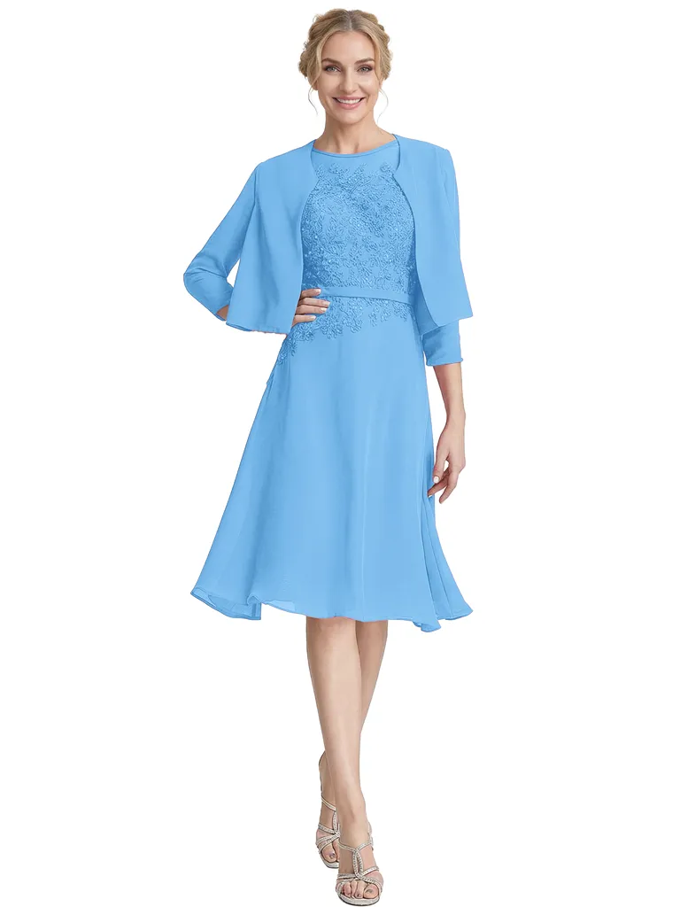 Chicsew Chic Short Lace Knee-Length A-Line Chiffon Mother Of The Groom Dress With Cute Jacket sold by ChicSew product image thumbnail 5