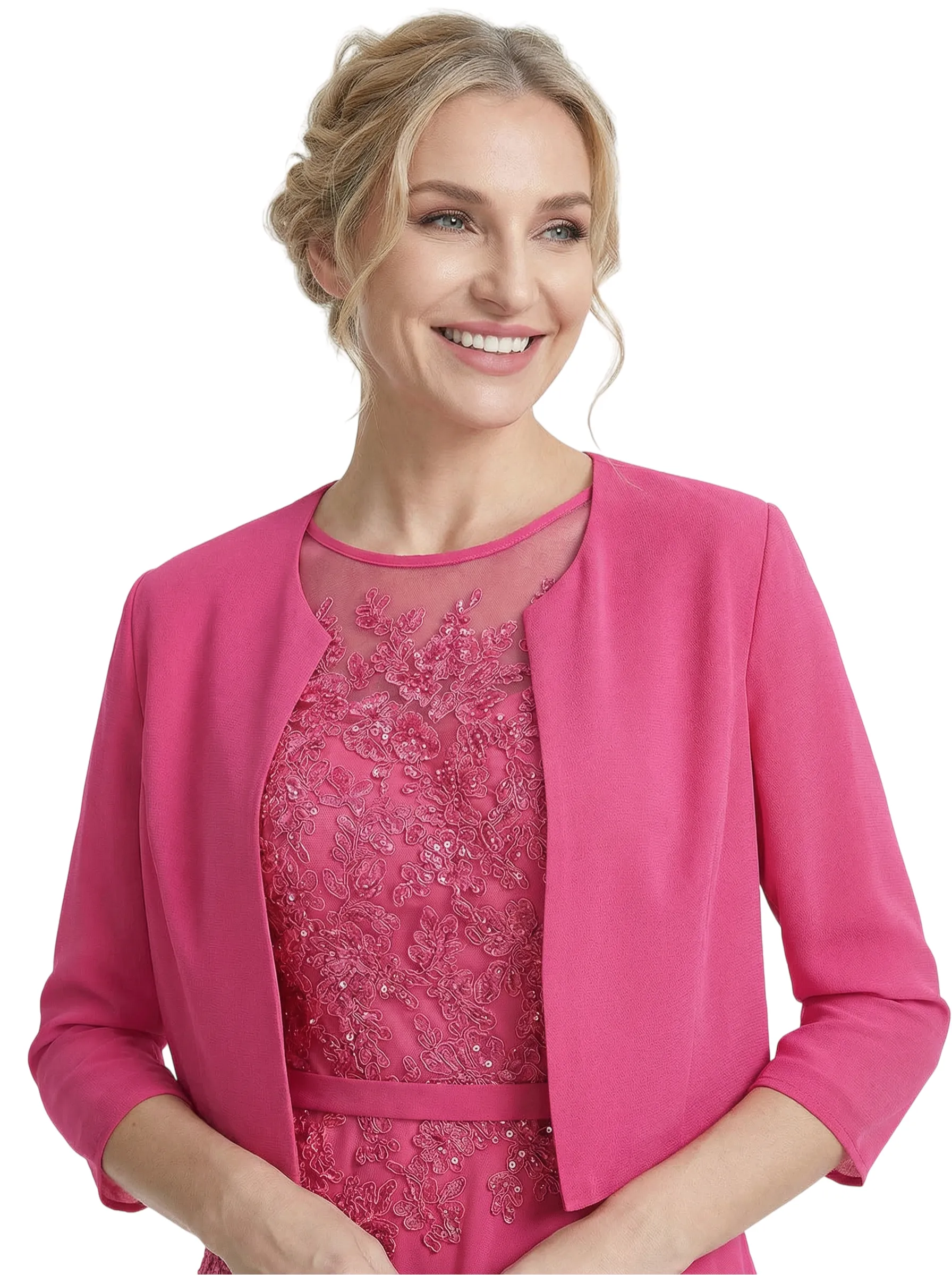 Chicsew Chic Short Lace Knee-Length A-Line Chiffon Mother Of The Groom Dress With Cute Jacket sold by ChicSew product image thumbnail 2