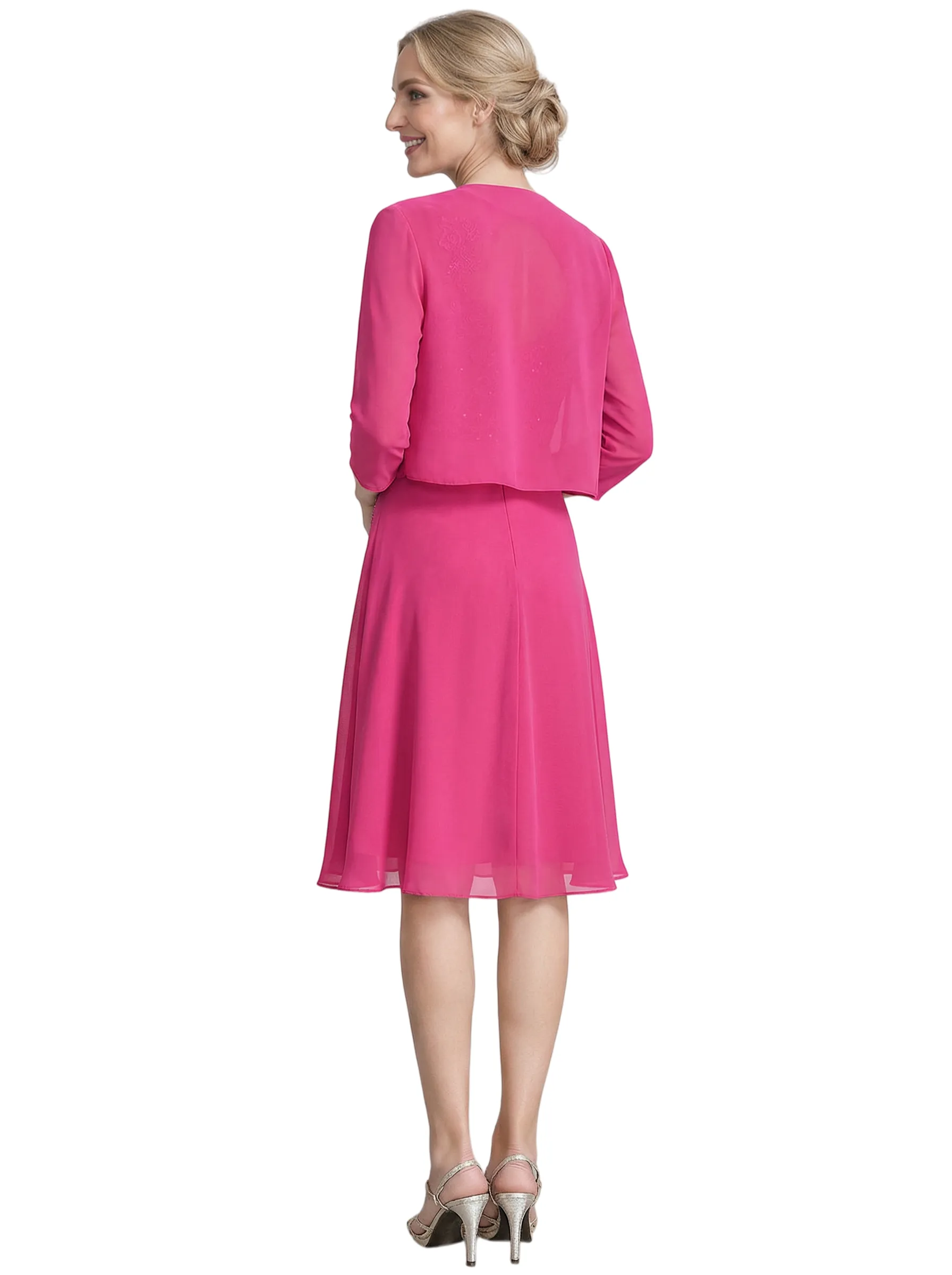 Chicsew Chic Short Lace Knee-Length A-Line Chiffon Mother Of The Groom Dress With Cute Jacket sold by ChicSew product image thumbnail 3