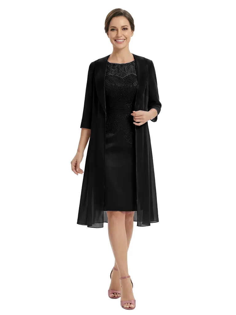 Chicsew Modern Knee-Length Lace Sheath Chiffon Mother Of The Groom Dress With Long Jacket sold by ChicSew product image thumbnail 4