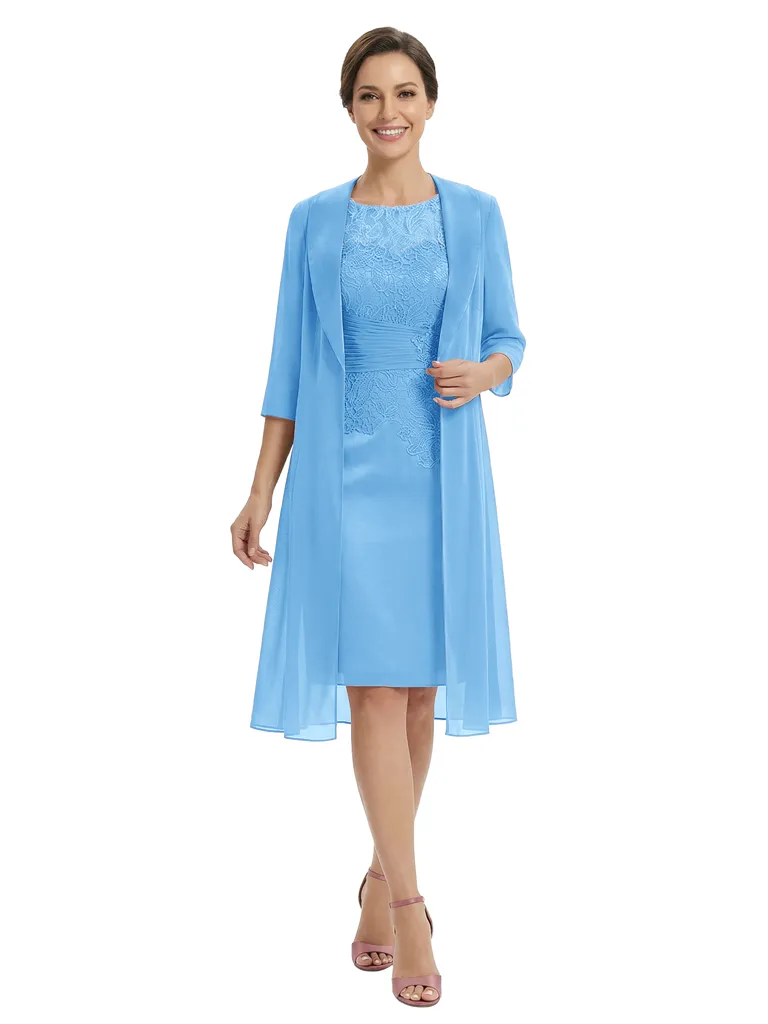 Chicsew Modern Knee-Length Lace Sheath Chiffon Mother Of The Groom Dress With Long Jacket sold by ChicSew product image thumbnail 5