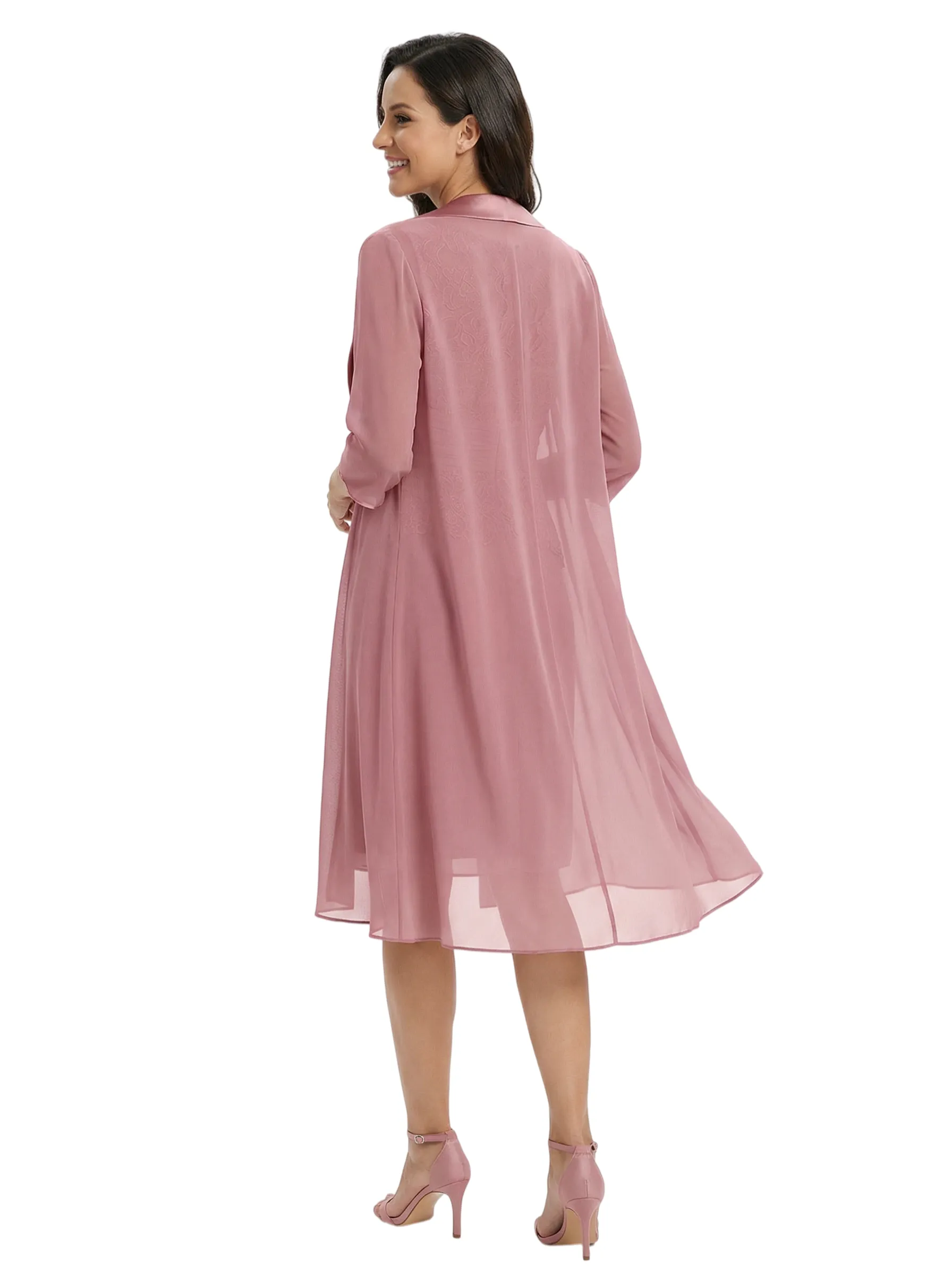 Chicsew Modern Knee-Length Lace Sheath Chiffon Mother Of The Groom Dress With Long Jacket sold by ChicSew product image thumbnail 3