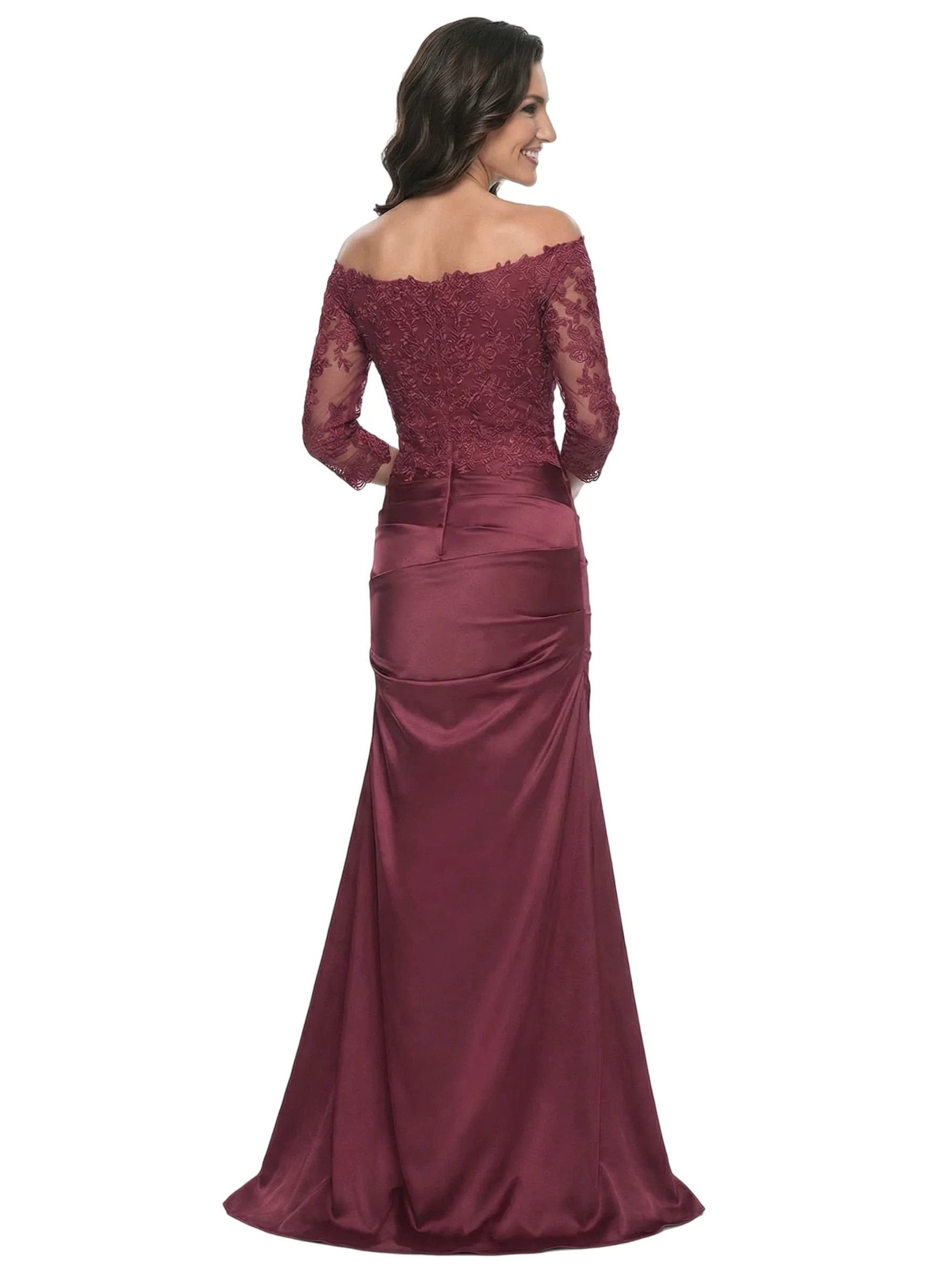 Chicsew Elegant Off Shoulder Lace 3/4 Sleeves Satin Mermaid Mother Of The Bride Dresses sold by ChicSew product image thumbnail 3