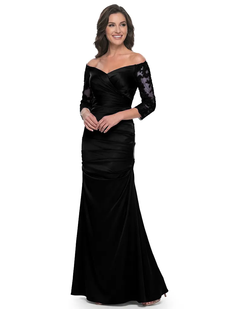 Chicsew Elegant Off Shoulder Lace 3/4 Sleeves Satin Mermaid Mother Of The Bride Dresses sold by ChicSew product image thumbnail 4