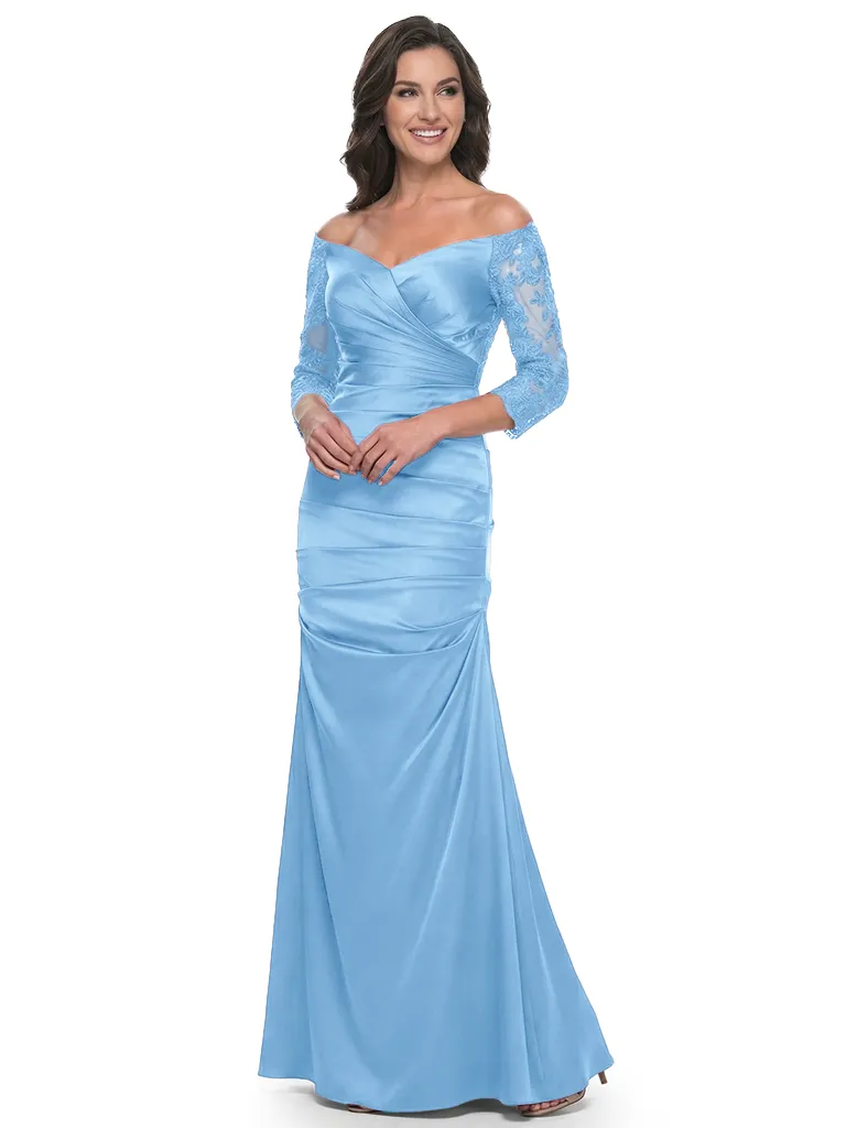 Chicsew Elegant Off Shoulder Lace 3/4 Sleeves Satin Mermaid Mother Of The Bride Dresses sold by ChicSew product image thumbnail 5
