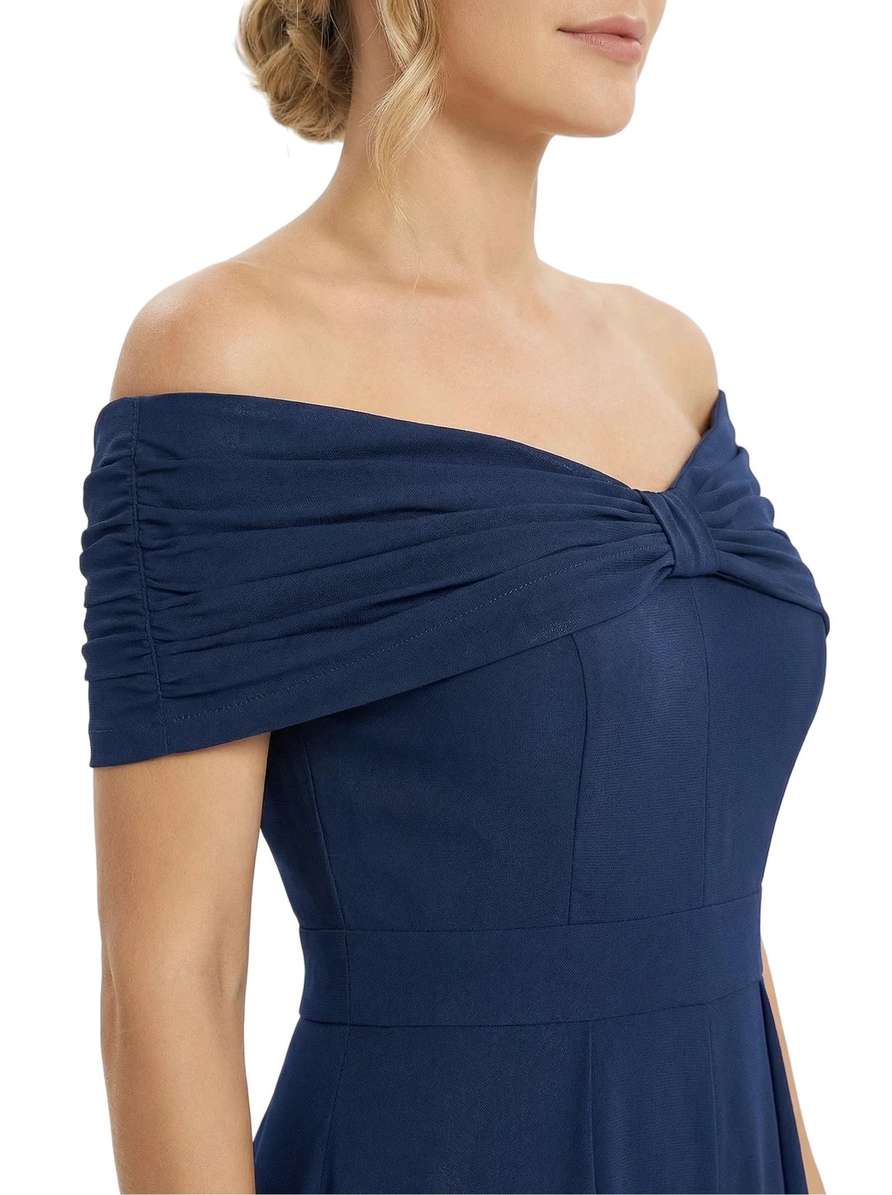 Chicsew Mother of Bride Pantsuit Overskirt Modern Knot Detail Chiffon Wide Leg Gown Fancy Overlay sold by ChicSew product image thumbnail 2