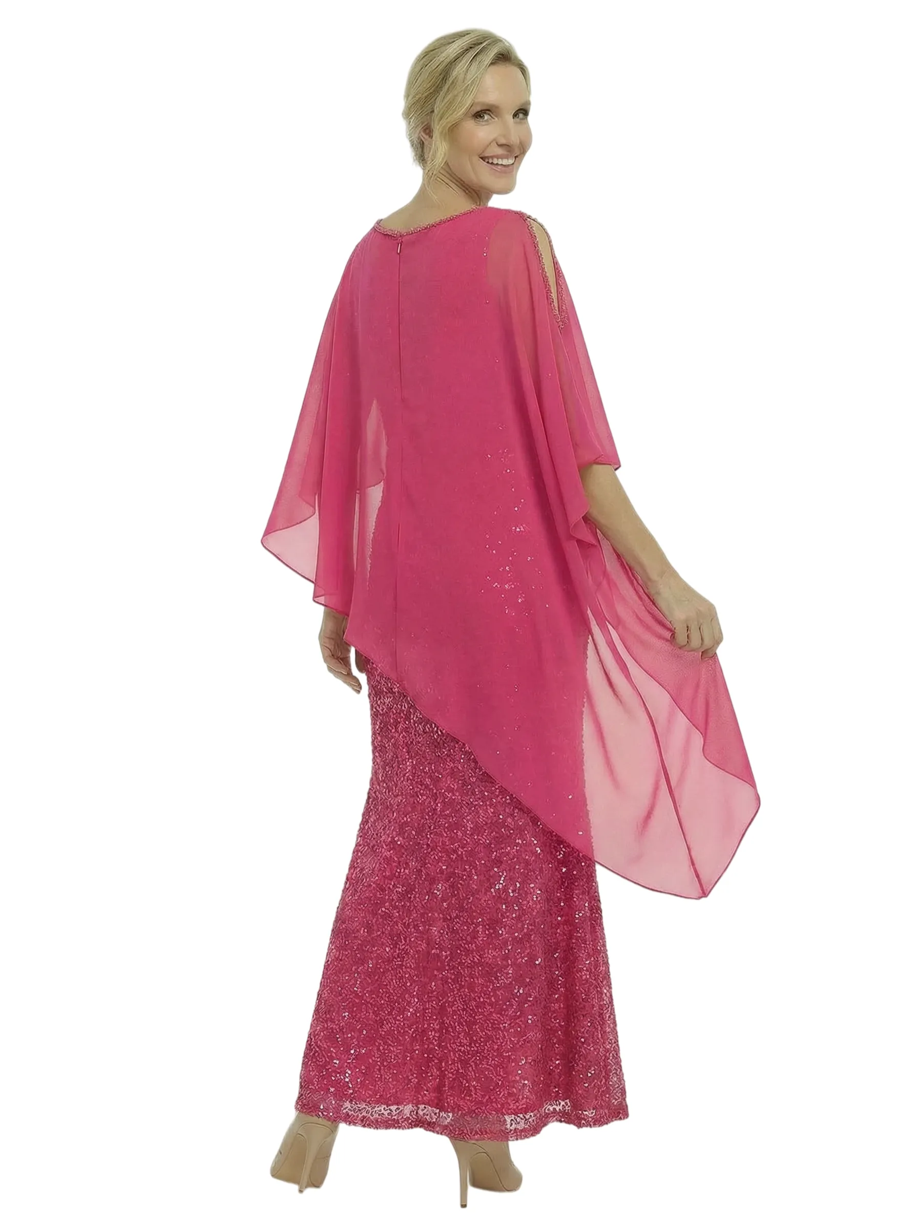 Chicsew Modern Sequin Mermaid Mother Of The Bride Dresses With Asymmetric Chiffon Capelet sold by ChicSew product image thumbnail 3