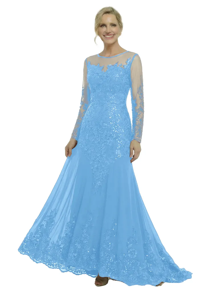 Chicsew Fancy Long Sleeves Jewel A-Line Lace Long Mother Of The Groom Gown sold by ChicSew product image thumbnail 5