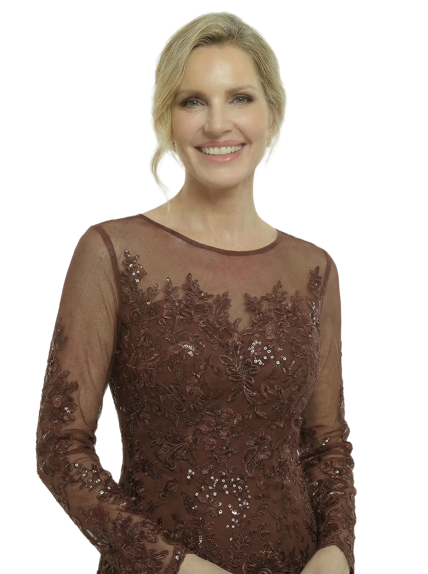 Chicsew Fancy Long Sleeves Jewel A-Line Lace Long Mother Of The Groom Gown sold by ChicSew product image thumbnail 2