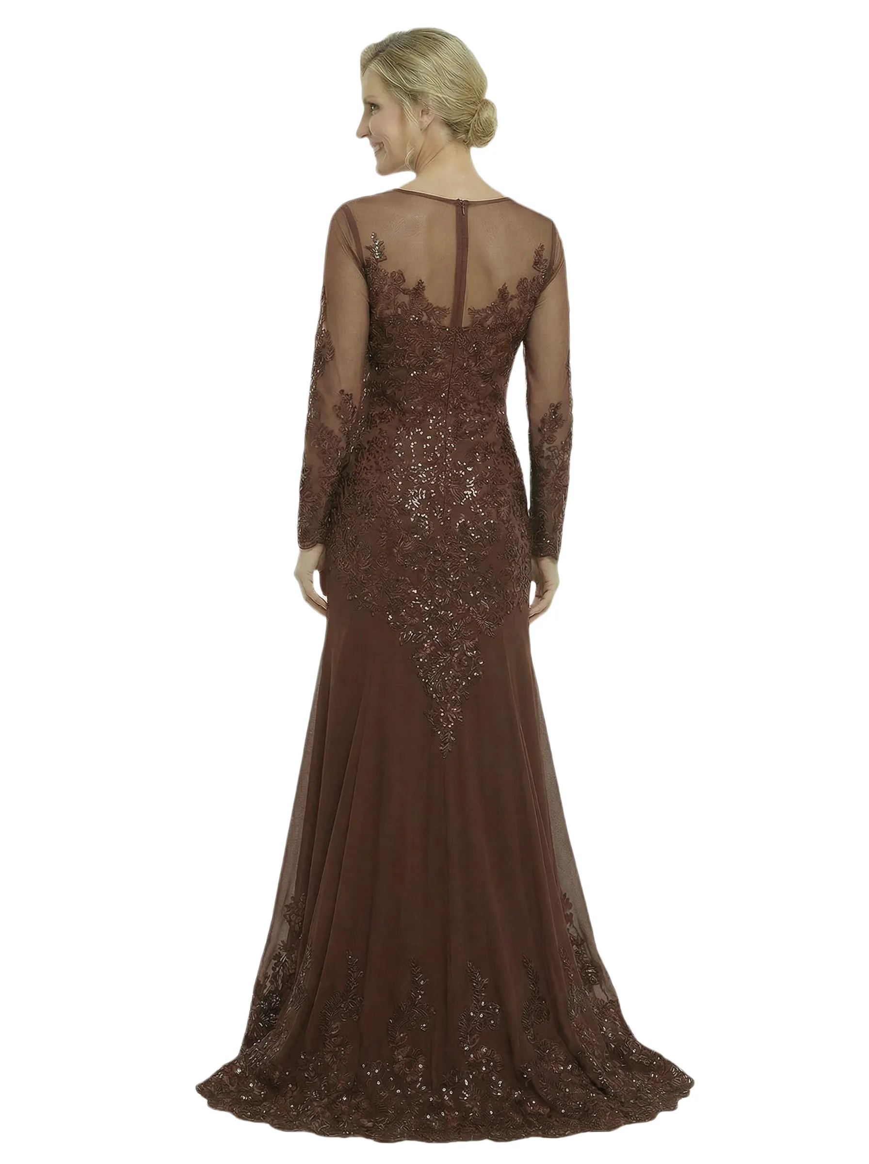 Chicsew Fancy Long Sleeves Jewel A-Line Lace Long Mother Of The Groom Gown sold by ChicSew product image thumbnail 3