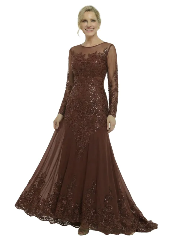 Chicsew Fancy Long Sleeves Jewel A-Line Lace Long Mother Of The Groom Gown sold by ChicSew