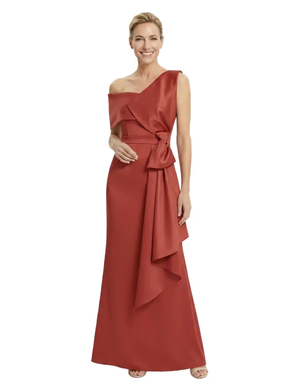 Chicsew Elegant One Shoulder Sheath Satin Mother of The Bride Dress With Ruffles sold by ChicSew