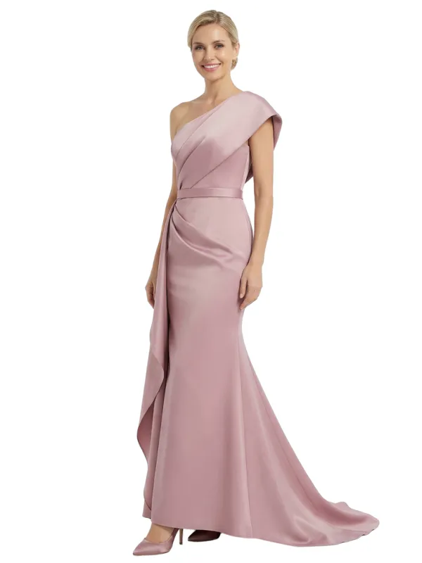 Chicsew Morden One Shoulder High-Low Satin Mermaid Mother of The Bride Dresses sold by ChicSew