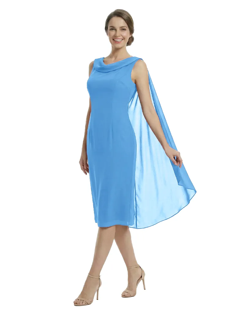Chicsew Mother of The Groom Dresses Sleeveless Cowl Chiffon Capelet Midi Dress Formal Bridal Party Attire sold by ChicSew product image thumbnail 5