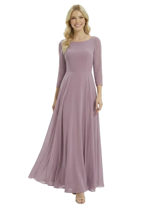 Chicsew Mother of The Groom Dresses Pretty Scoop 3/4 Sleeve Chiffon Maxi Gown sold by ChicSew