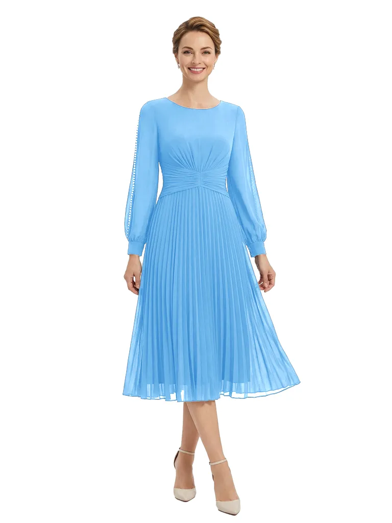 Chicsew Classy Pearls Beaded Long Sleeves A-Line Chiffon Mother of The Groom Dress sold by ChicSew product image thumbnail 5