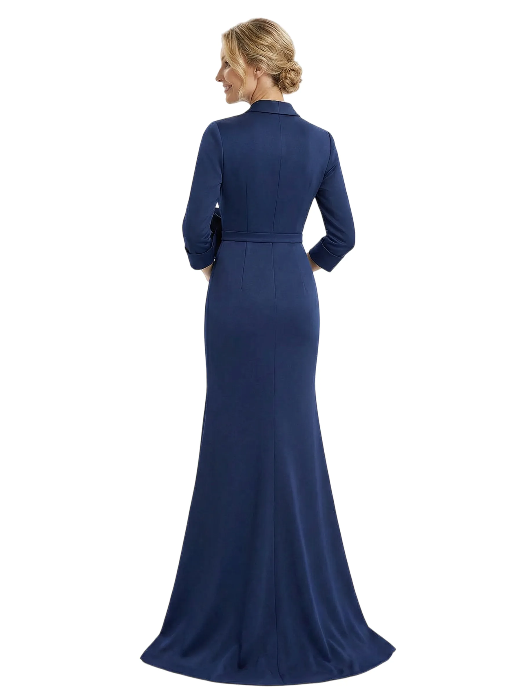 Chicsew V-Neck 3/4 Sleeves Side Slit Satin Mermaid Mother Of The Bride Dresses sold by ChicSew product image thumbnail 3