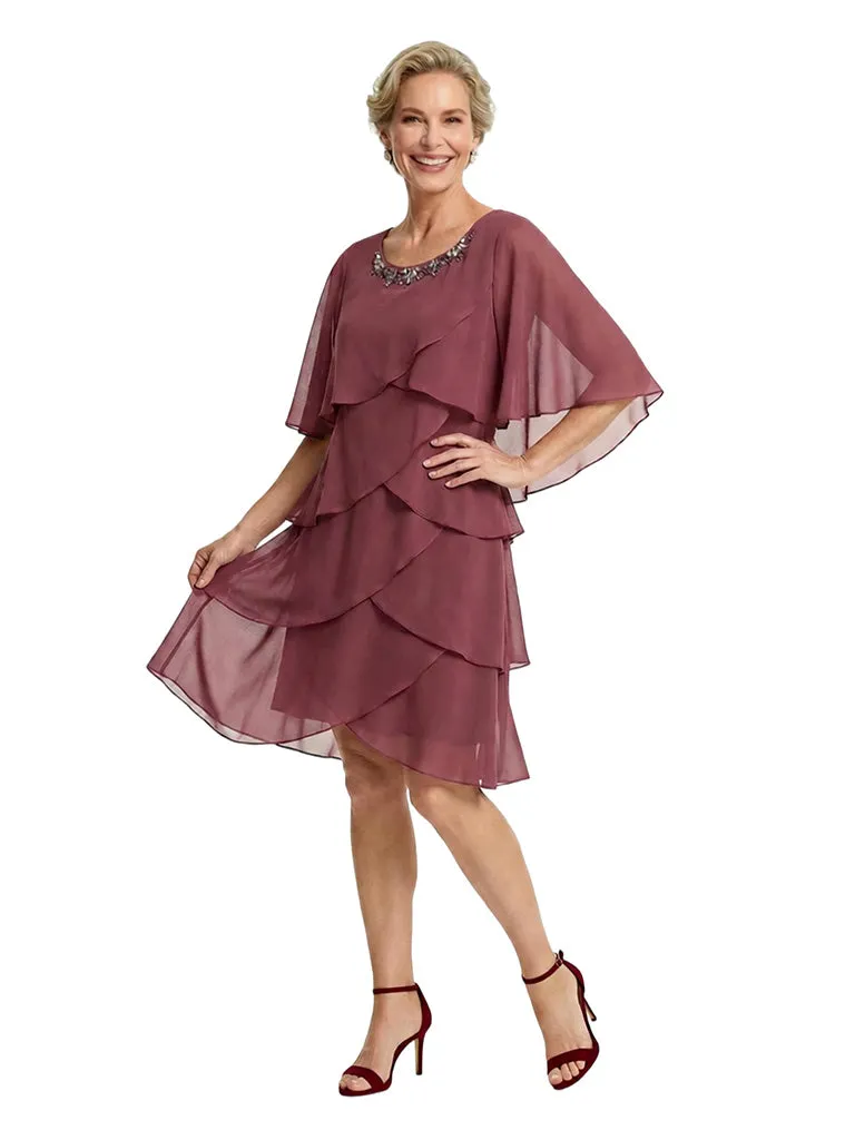 Chicsew Classy Multi-layer ruffles Knee-Length A-Line Chiffon Mother of The Bride Dress sold by ChicSew product image thumbnail 4