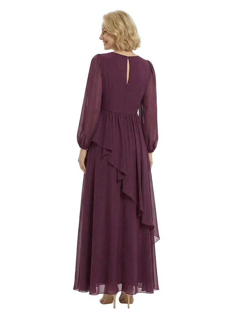 Chicsew Gorgeous V-neck Lantern Sleeves Side Slit Ruffles Chiffon Mother of The Bride Gown sold by ChicSew product image thumbnail 3