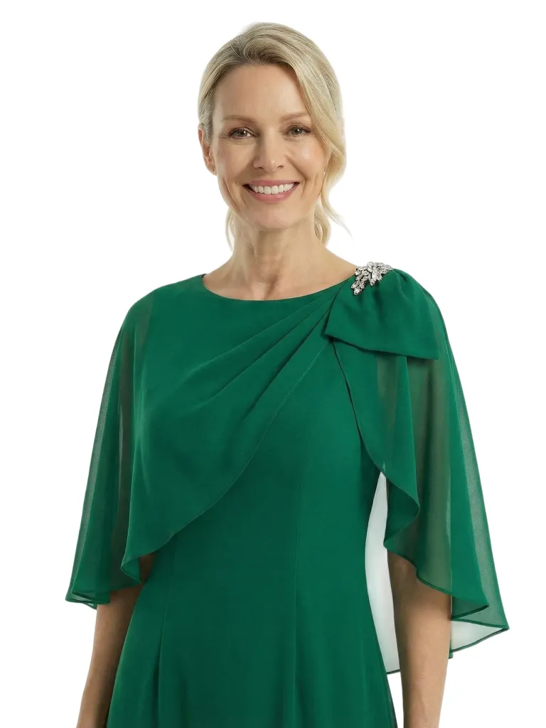 Chicsew Mother of The Bride Dresses Scoop Cape Sleeve Chiffon Maxi Gown Elegant Formal Wedding Event Attire sold by ChicSew product image thumbnail 2