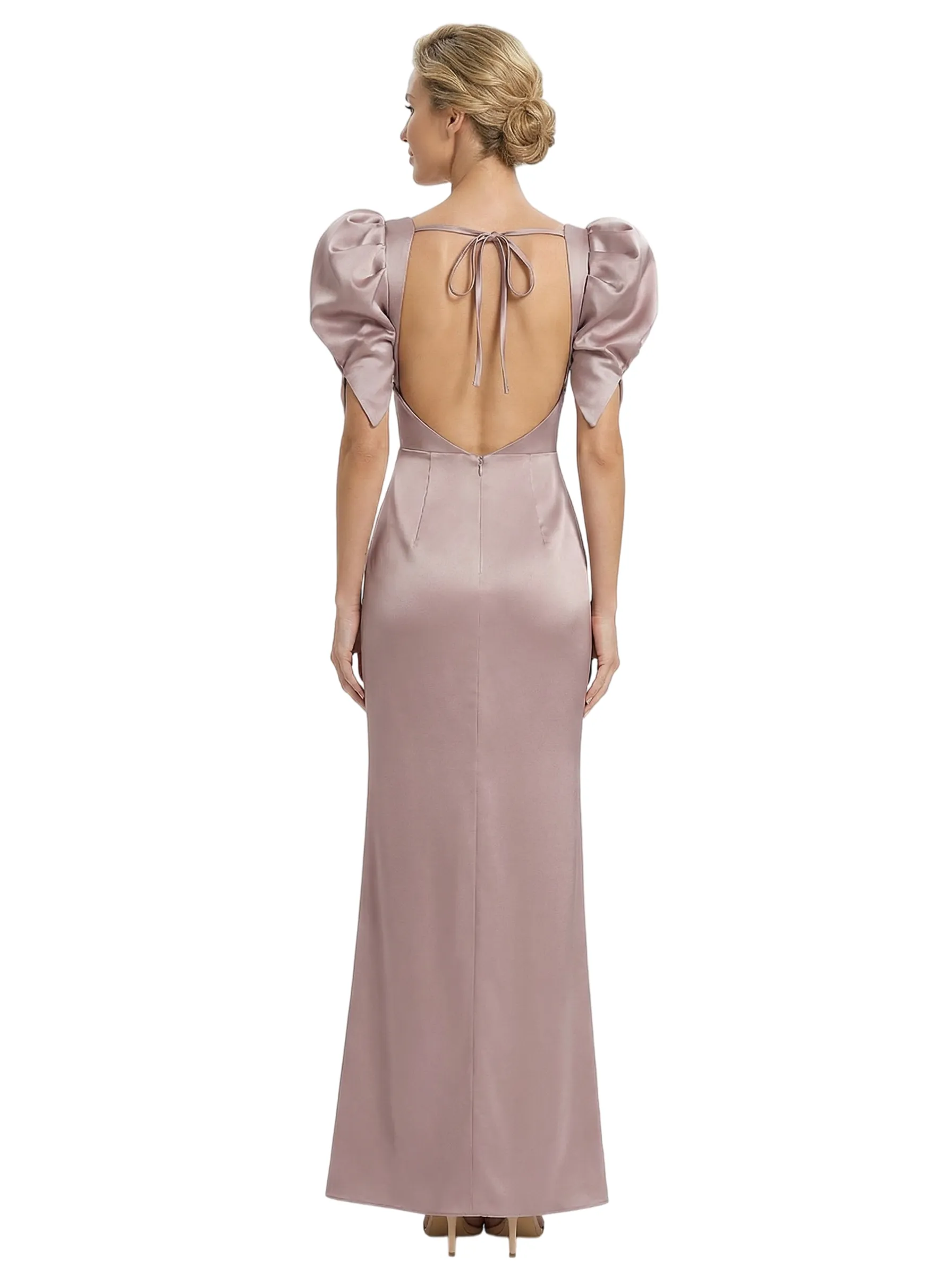 Chicsew Square Puff Sleeves Side Slit Satin Mermaid Mother Of The Bride Dresses sold by ChicSew product image thumbnail 3