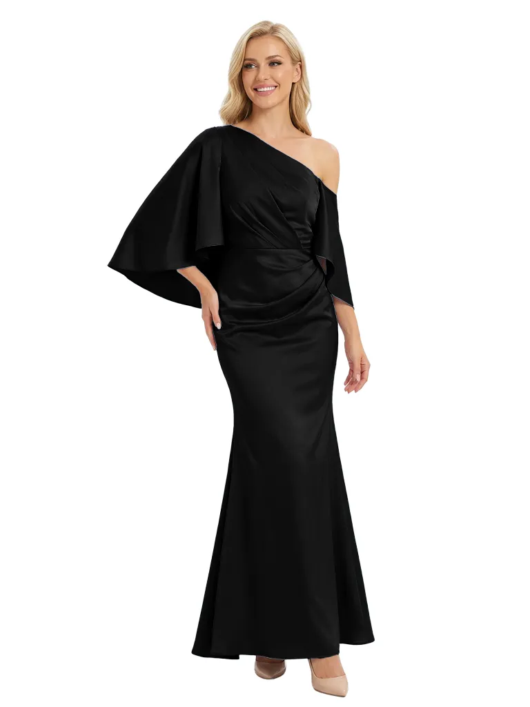 Chicsew Elegant Asymmetric Half Sleeves Satin Mermaid Mother Of The Bride Dresses sold by ChicSew product image thumbnail 4