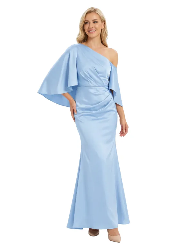 Chicsew Elegant Asymmetric Half Sleeves Satin Mermaid Mother Of The Bride Dresses sold by ChicSew