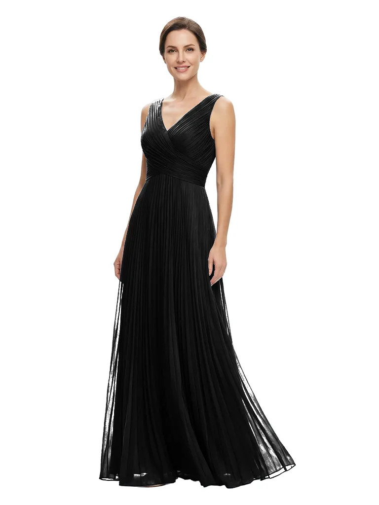 Chicsew Elegant V-Neck Sleeveless Ruched A-Line Chiffon Mother of The Bride Gown sold by ChicSew product image thumbnail 4