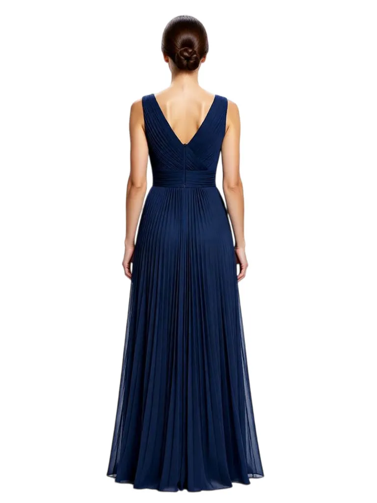 Chicsew Elegant V-Neck Sleeveless Ruched A-Line Chiffon Mother of The Bride Gown sold by ChicSew product image thumbnail 2