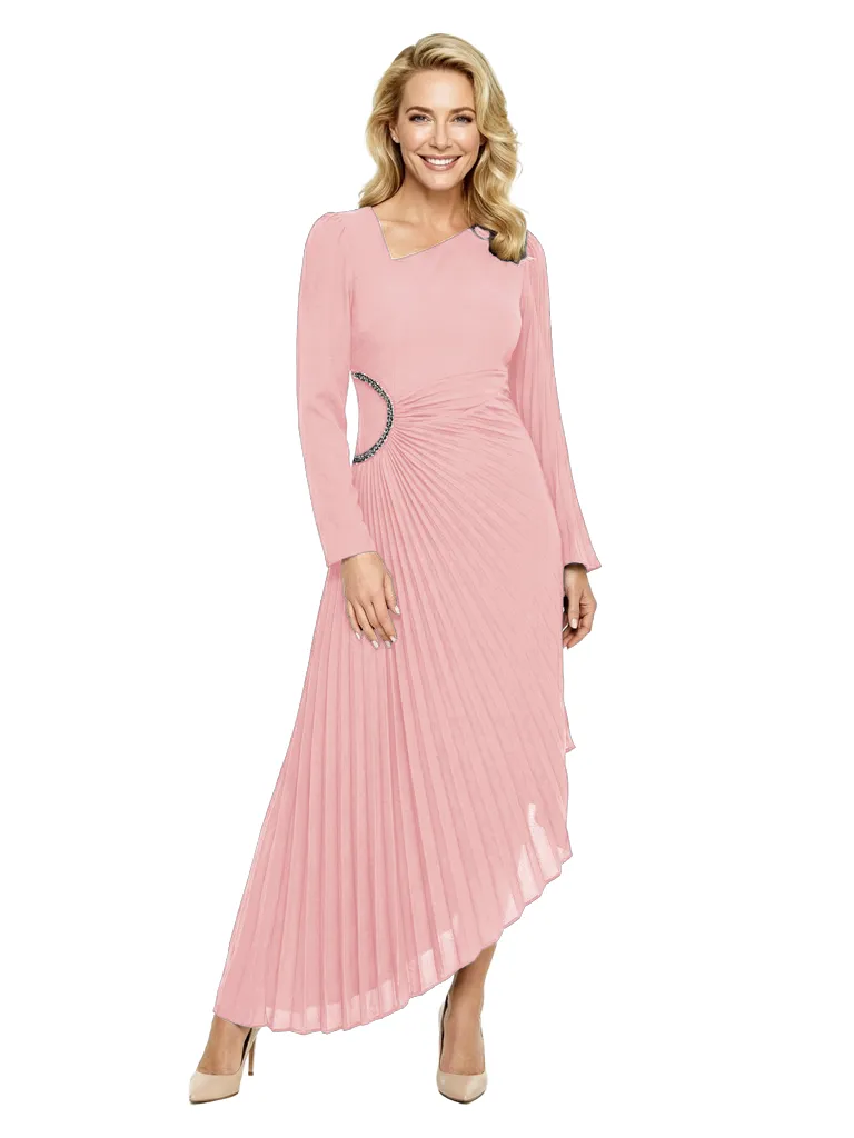 Chicsew Mother of The Bride Dresses Asymmetrical Long Sleeve Chiffon High Low Gown Unique Beaded Formal Wedding Event Dress sold by ChicSew product image thumbnail 5