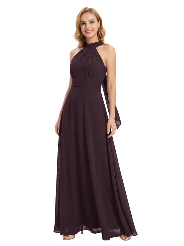 Chicsew Vintage Halter Sleeveless Ruched A-Line Chiffon Mother of The Bride Gown sold by ChicSew