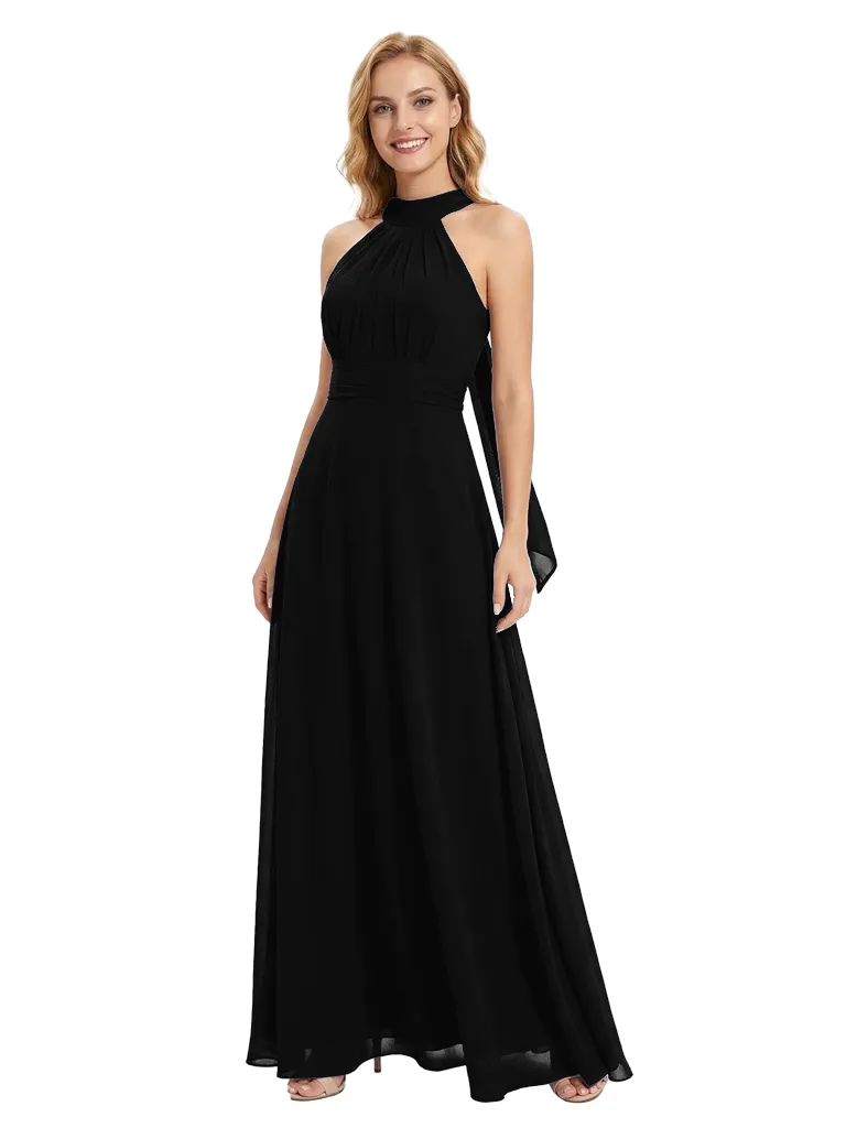 Chicsew Vintage Halter Sleeveless Ruched A-Line Chiffon Mother of The Bride Gown sold by ChicSew product image thumbnail 4