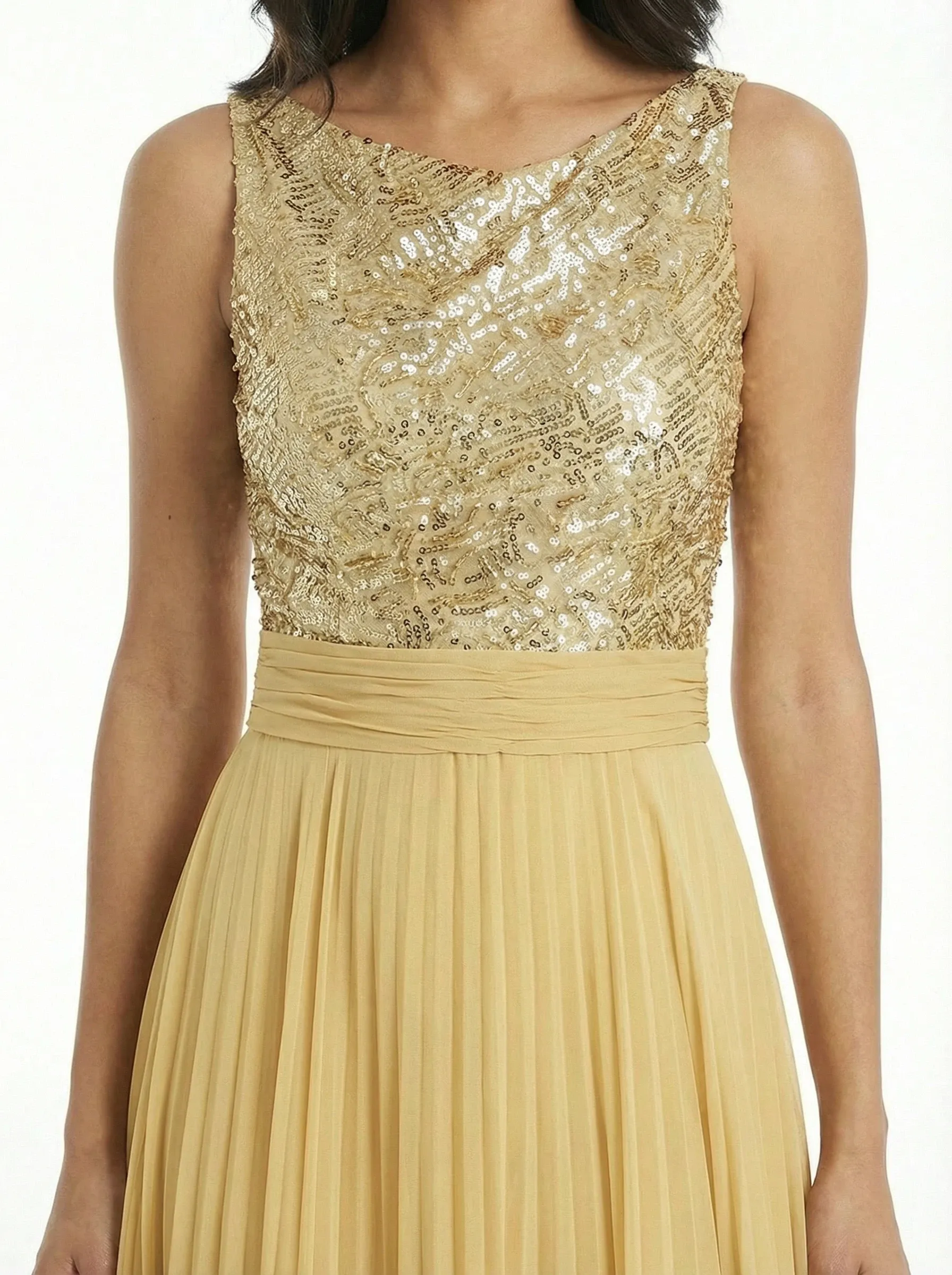 Chicsew Sparkly Sequin Top Sleeveless Ruched A-Line Chiffon Mother of The Bride Gown sold by ChicSew product image thumbnail 2