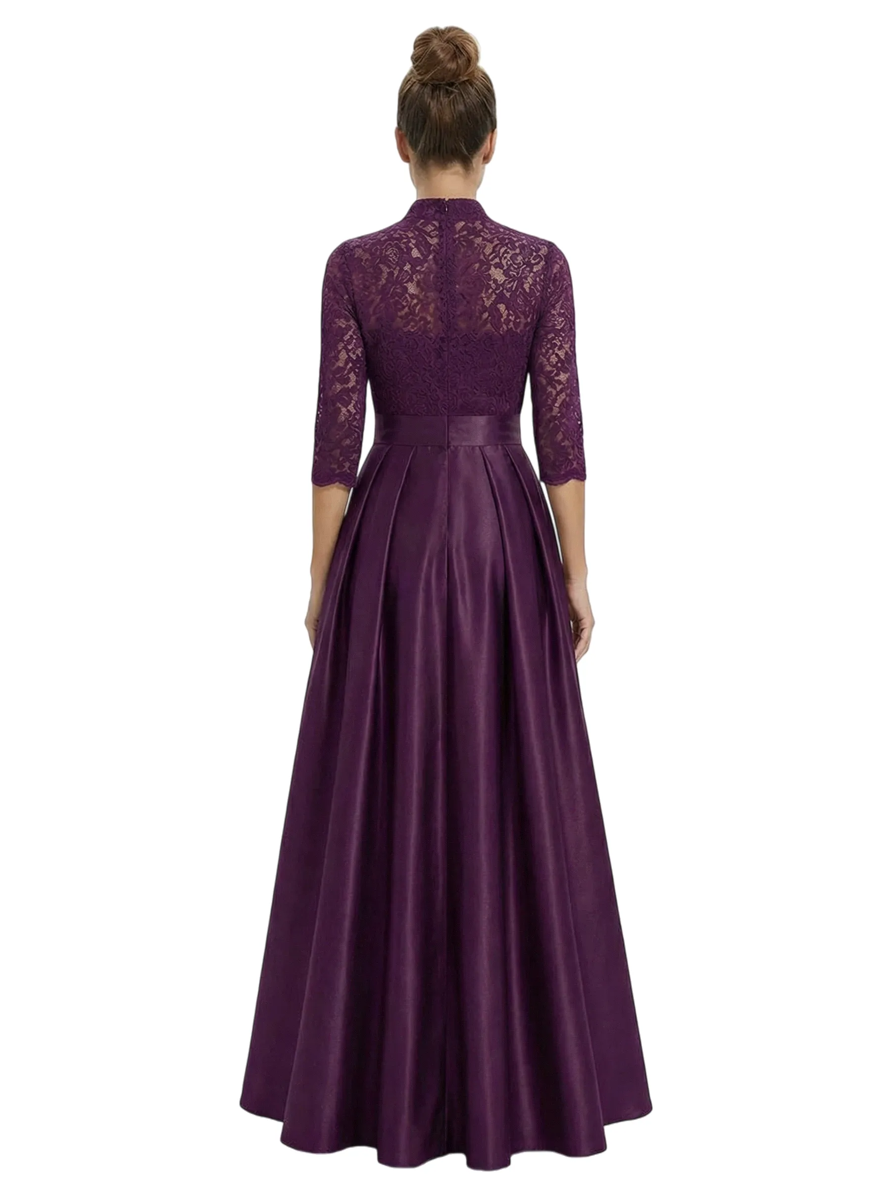 Chicsew Mother of The Groom Outfit V-Neck 3/4 Sleeve Lace Pantsuit Satin Overskirt sold by ChicSew product image thumbnail 3