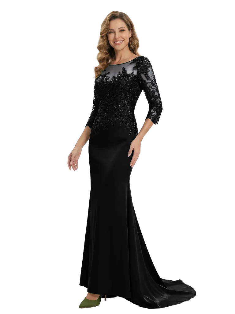 Chicsew Elegant Scoop Lace 3/4 Sleeves Satin Mermaid Mother Of The Bride Dresses sold by ChicSew product image thumbnail 4