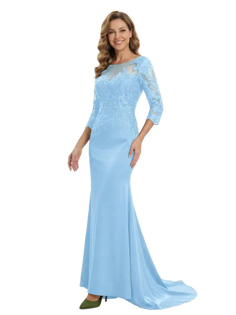 Chicsew Elegant Scoop Lace 3/4 Sleeves Satin Mermaid Mother Of The Bride Dresses sold by ChicSew product image thumbnail 5