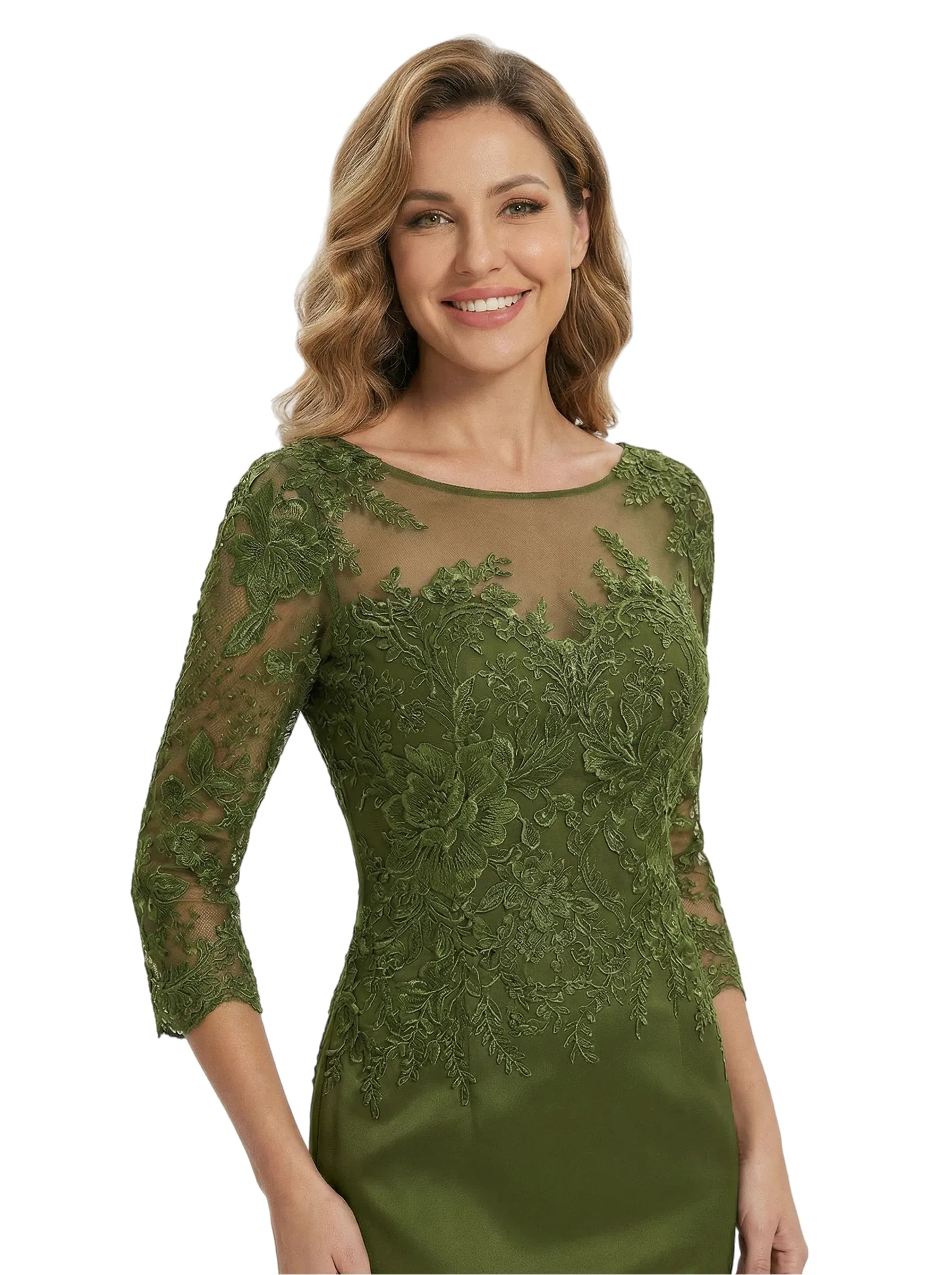 Chicsew Elegant Scoop Lace 3/4 Sleeves Satin Mermaid Mother Of The Bride Dresses sold by ChicSew product image thumbnail 2