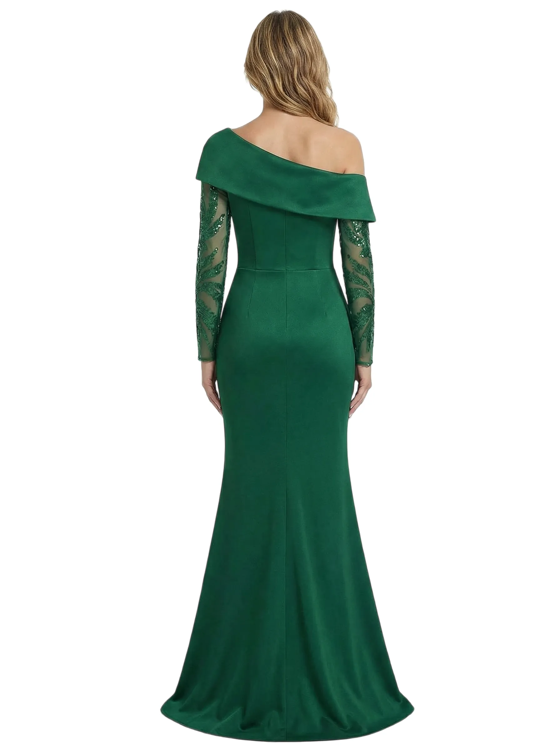 Chicsew Lace Appliques Long Sleeves Side Slit Satin Mermaid Mother Of The Bride Dresses sold by ChicSew product image thumbnail 2