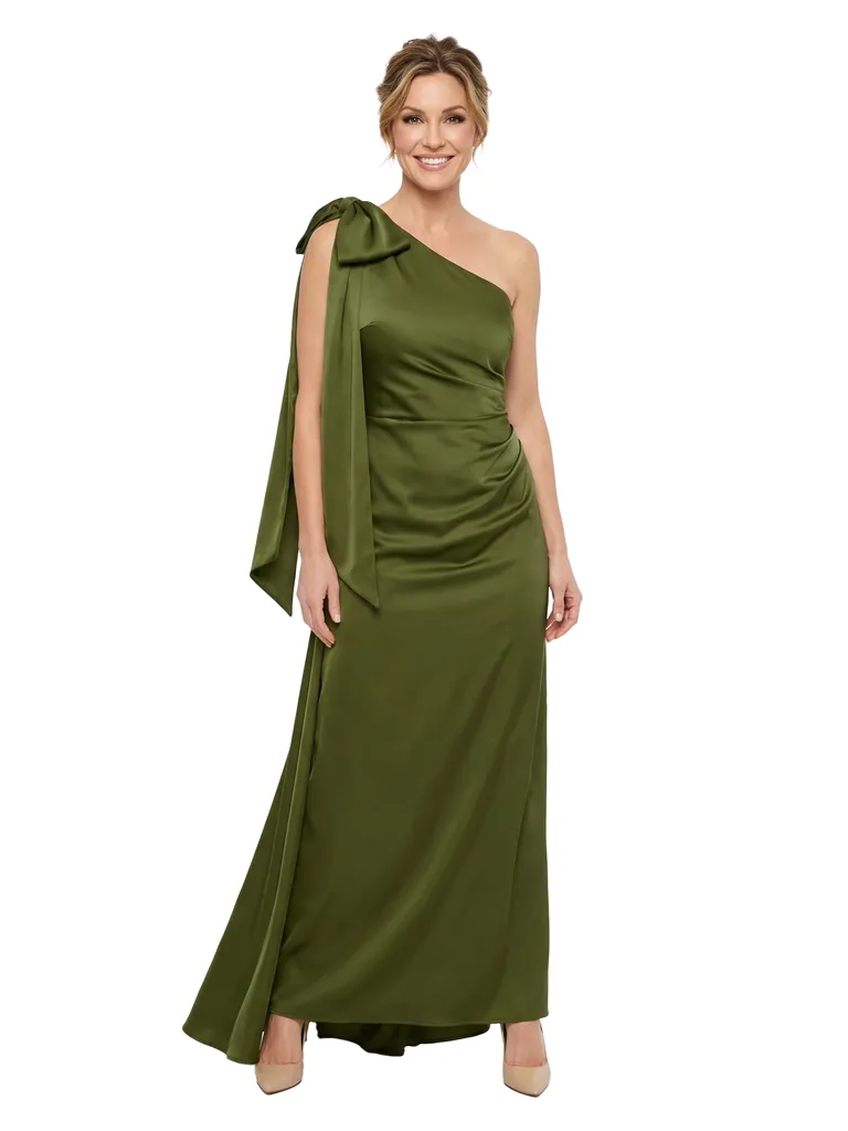 Chicsew One Shoulder Bow Ruched Satin Mermaid Mother Of The Bride Dresses sold by ChicSew