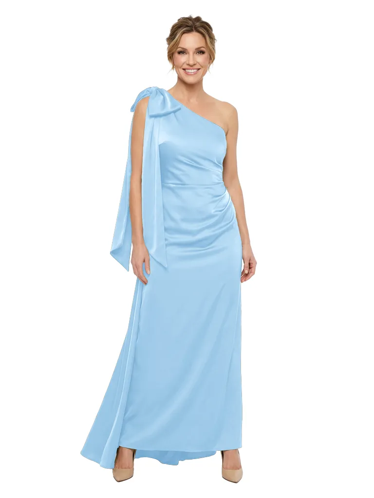 Chicsew One Shoulder Bow Ruched Satin Mermaid Mother Of The Bride Dresses sold by ChicSew product image thumbnail 5