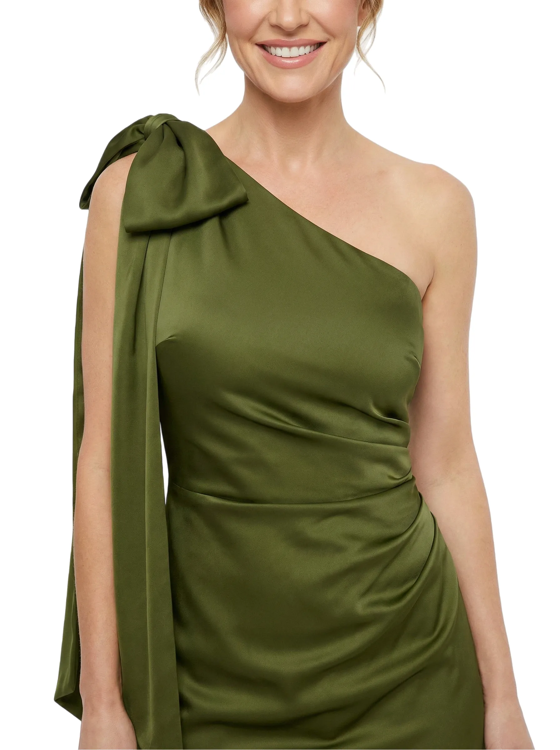 Chicsew One Shoulder Bow Ruched Satin Mermaid Mother Of The Bride Dresses sold by ChicSew product image thumbnail 2