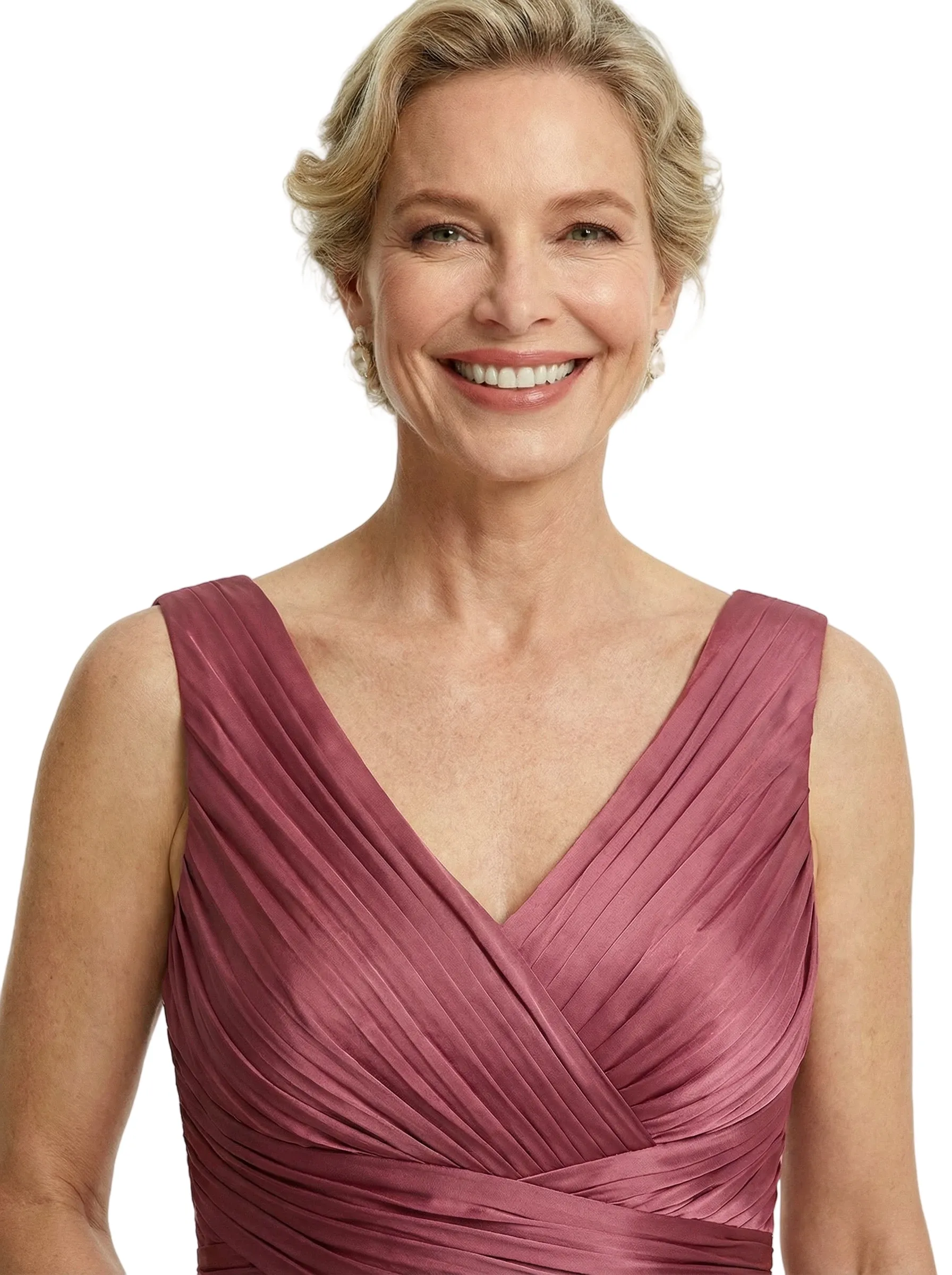 Chicsew Classy Sleeveless V-Neck Pleated Silky Satin Mother Of The Bride Midi Dress sold by ChicSew product image thumbnail 2