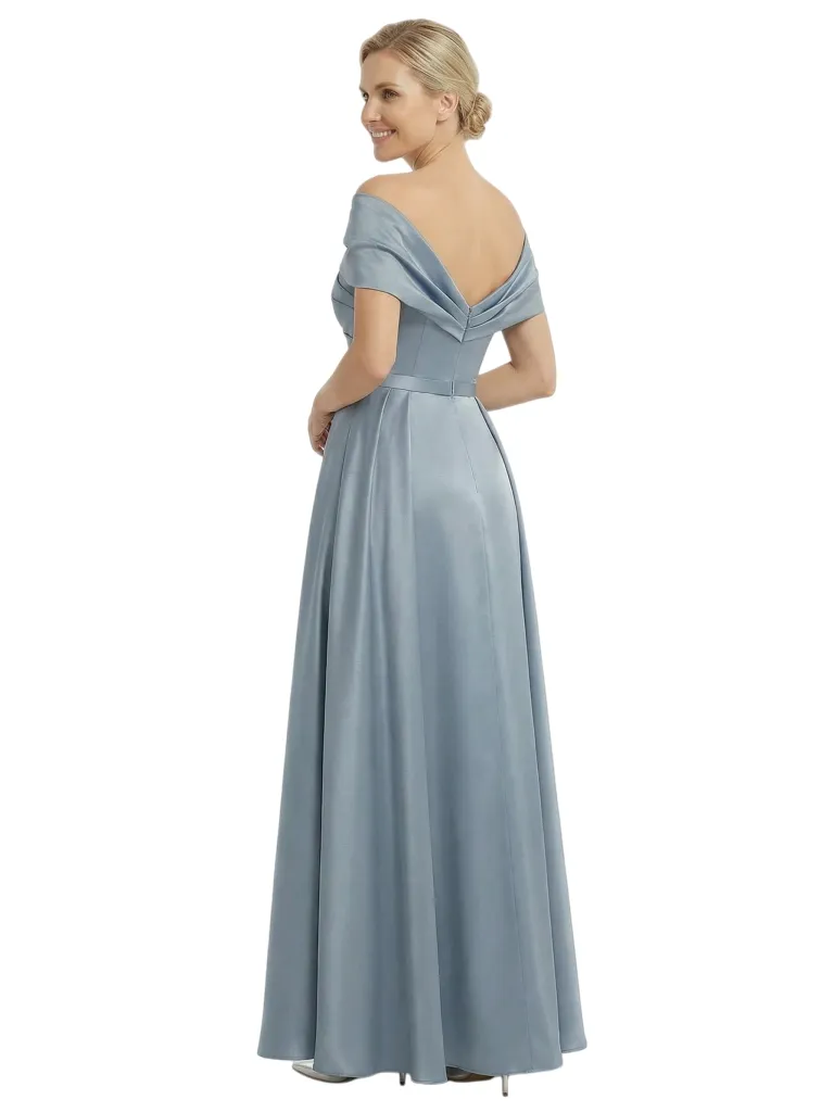 Chicsew Mother of The Bride Dresses Asymmetrical Satin Maxi Gown Unique Ruched Formal Wedding Event Dress sold by ChicSew product image thumbnail 3