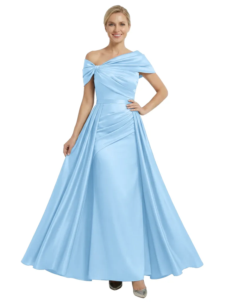 Chicsew Mother of The Bride Dresses Asymmetrical Satin Maxi Gown Unique Ruched Formal Wedding Event Dress sold by ChicSew product image thumbnail 5