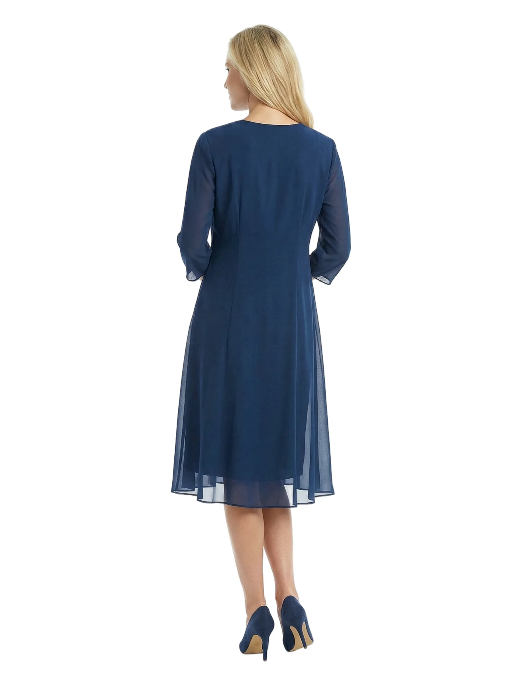 Chicsew Classy Square 3/4 Sleeve Chiffon Mother of The Groom Dress Midi Set Sheer Jacket Beaded Gown sold by ChicSew product image thumbnail 3