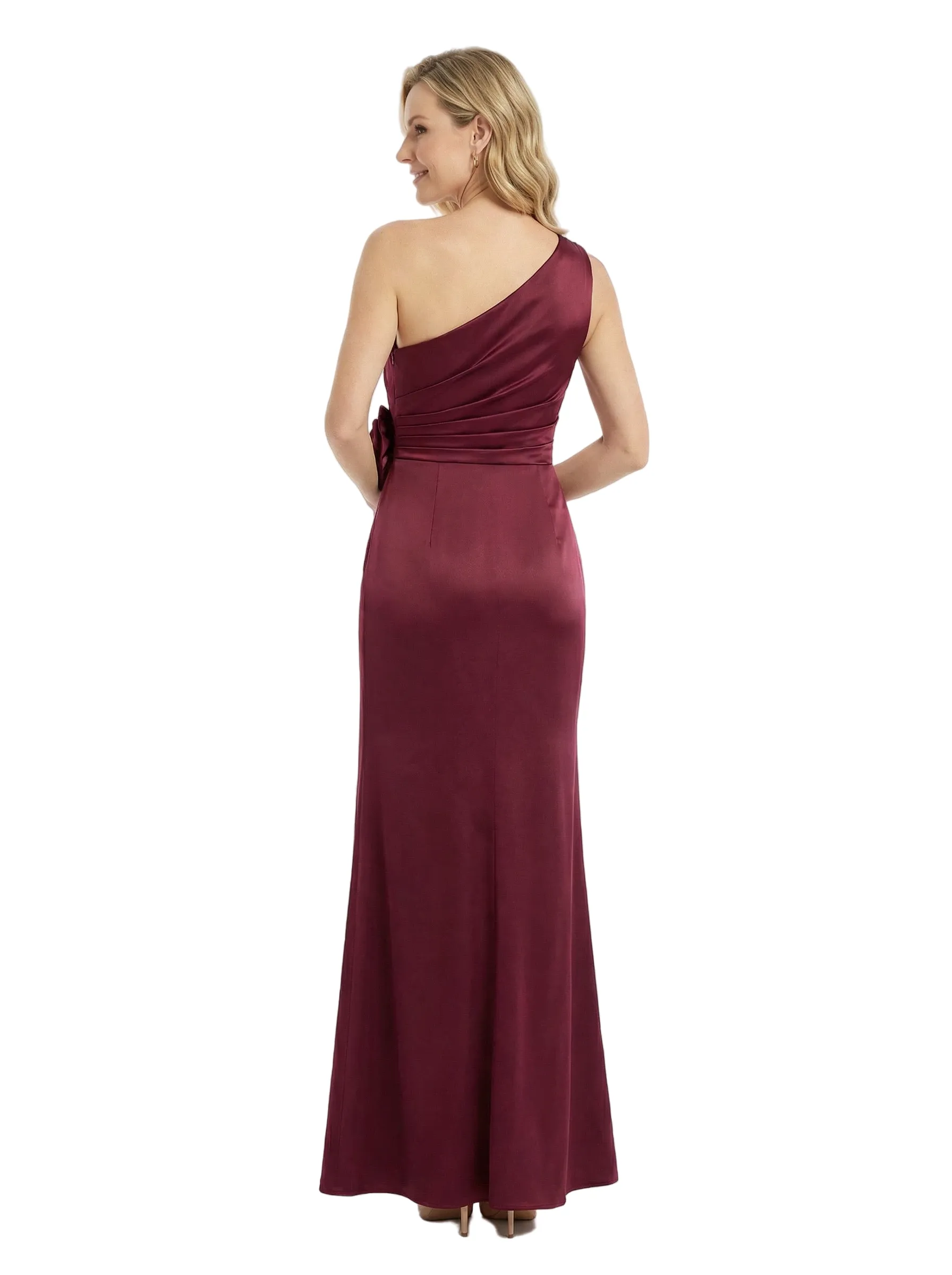 Chicsew Elegant One Shoulder Ruched Silky Satin Sheath Mother Of The Groom Gown With Side Slit sold by ChicSew product image thumbnail 3
