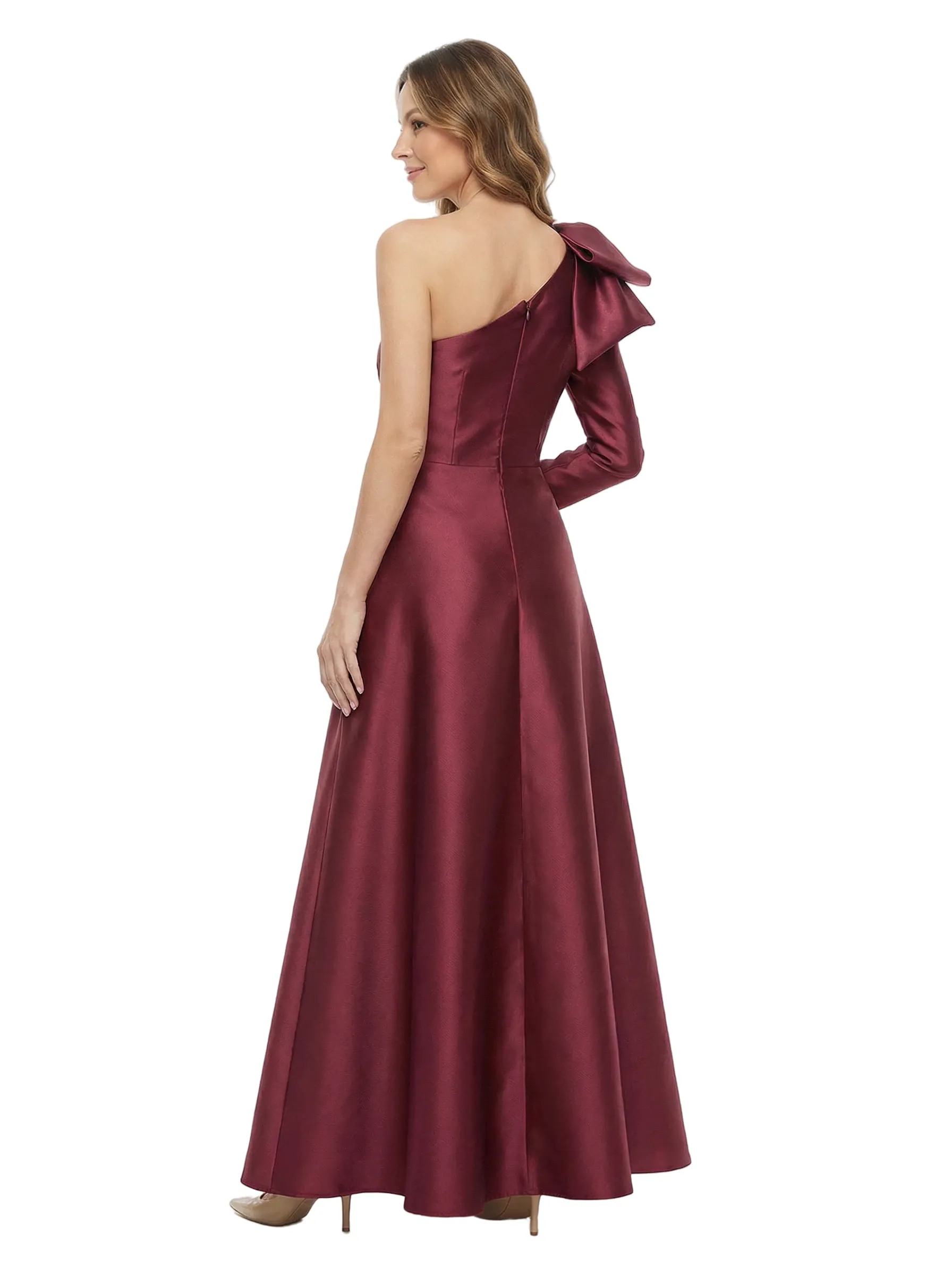 Chicsew Unique One Shoulder Bow Satin A-Line Floor Length Mother Of The Bride Gown sold by ChicSew product image thumbnail 3