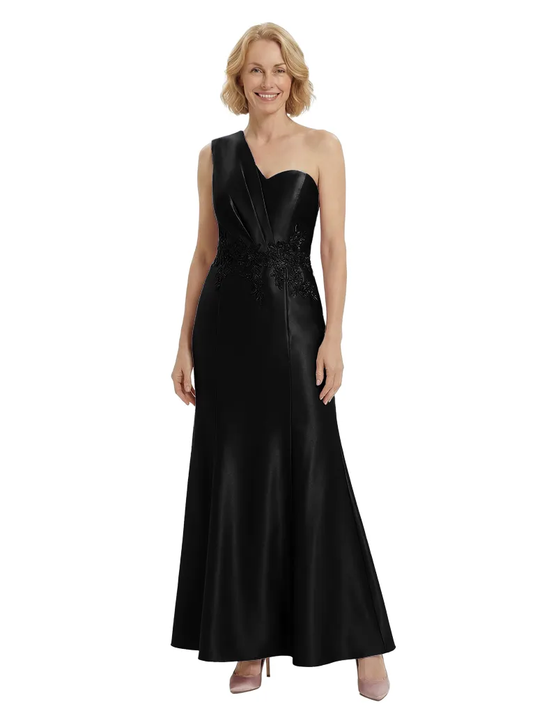 Chicsew Mother of The Groom Dresses One Shoulder Satin Mermaid Maxi Gown Fancy Embroidered Formal Bridal Party Dress sold by ChicSew product image thumbnail 4